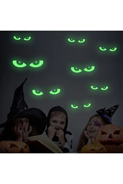 ÖZGÜL REKLAM Yılbaşı Halloween Sticker - Karanlıkta Parlayan Göz Sticker Seti – Lümen Floresan Sticker Folyo
