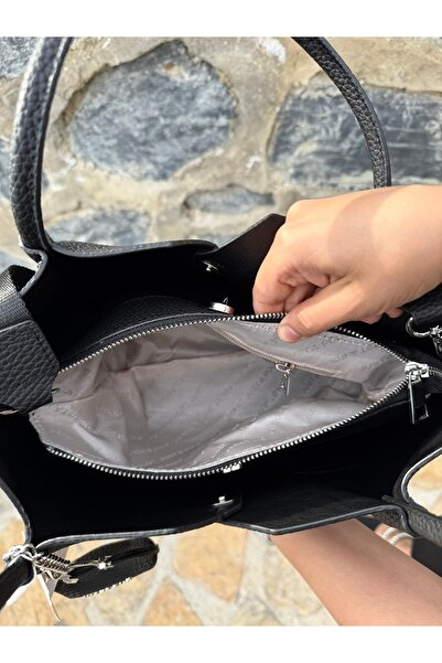 Just Polo Women's Soft Leather 3-Compartment Adjustable Strap Stylish Hand and Shoulder Bag Shopper