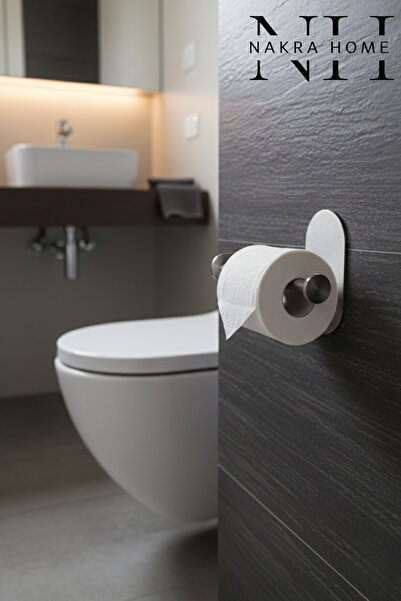 NAKRA HOME Paslanmaz Çelik Yapışkanlı Tuvalet Kağıdı Askılığı | Delmeden Montaj | WC Kağıtlığı | Neme Dayanıklı