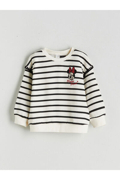 LC Waikiki Black Crew Neck Printed Girl's Sweatshirt