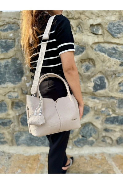 Just Polo Women's Soft Leather 3-Compartment Adjustable Strap Stylish Hand and Shoulder Bag Shopper