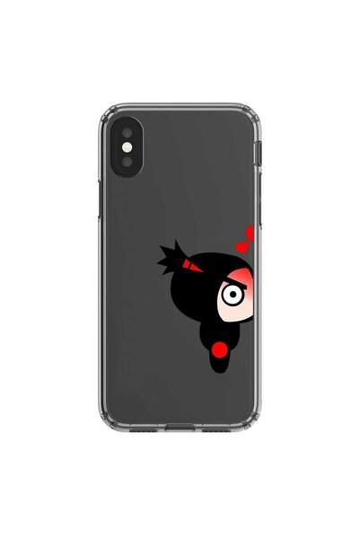 Dali Design حافظة شفافة متوافقة مع هاتف iPhone XS بتصميم Couple Pucca 1