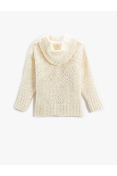 Koton Strickpullover mit Kapuze, Basic, weich strukturiert, langärmlig