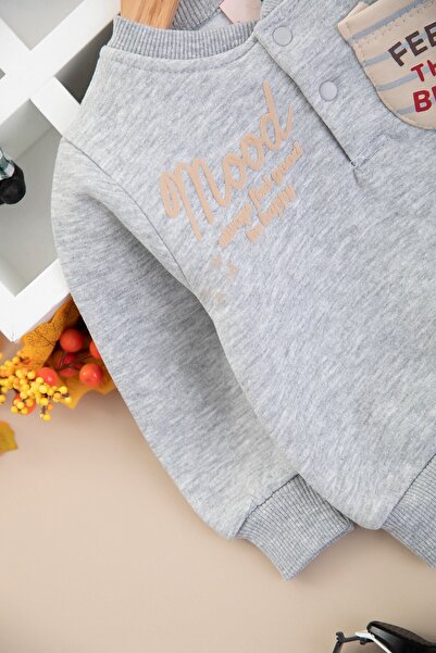 VEGAMOD Boy Baby Three-Piece Fleece Shirt with Fleece-Lined Pocket Details Winter Suit 6-9-12-18-24 Months