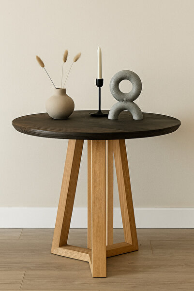 Onouqo Palermo Basic Yuvarlak Modern Rustik Retro Dekoratif Ahşap Yan Mantar ...