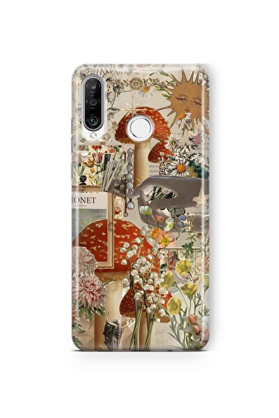 FLAMENKO حافظة هاتف شفافة بنمط حديقة الفطر متوافقة مع هاتف هواوي P30 لايت