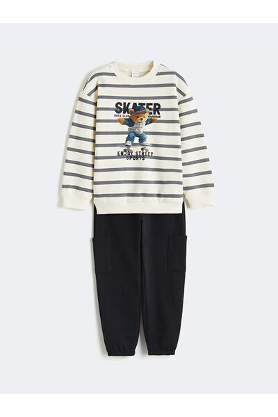 LC Waikiki Lcw Kids Beige Bear Teddy Printed Boys Pajama Set