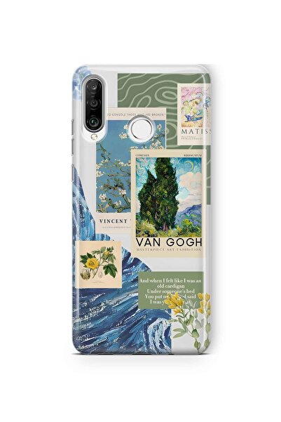 FLAMENKO حافظة هاتف شفافة متوافقة مع هواوي P30 لايت بنمط فان جوخ