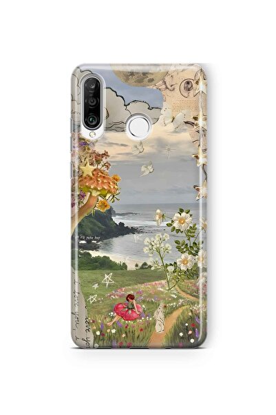 FLAMENKO حافظة هاتف شفافة بنمط حديقة الأحلام متوافقة مع هاتف هواوي P30 لايت