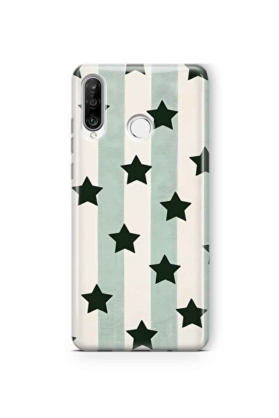 FLAMENKO حافظة هاتف شفافة بنمط نجمة مخططة متوافقة مع هاتف هواوي P30 لايت