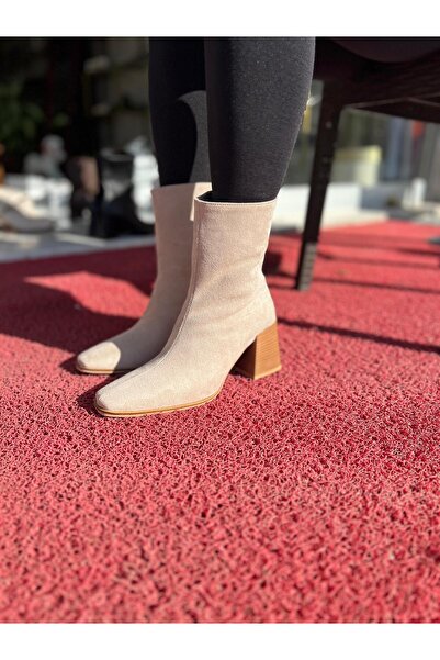 Seyla Tezcan Kalın Topuk Süet Bootie