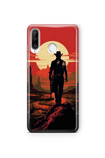 FLAMENKO حافظة هاتف شفافة متوافقة مع هاتف هواوي P30 لايت بنمط غروب الشمس