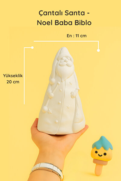 colorbuddie Çantalı Santa Noel Baba Biblo – 20 cm Seramik Dekoratif Figür