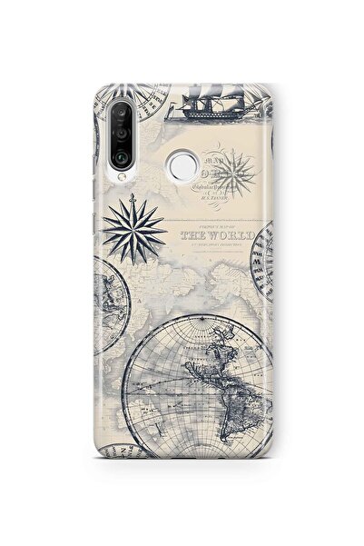 FLAMENKO حافظة هاتف شفافة بنمط خريطة العالم والبوصلة متوافقة مع هاتف هواوي P3...