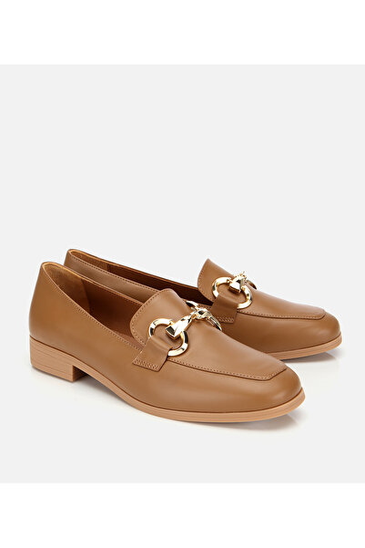 Hotiç Kadın Deri Kahverengi Tokalı Klasik Loafer