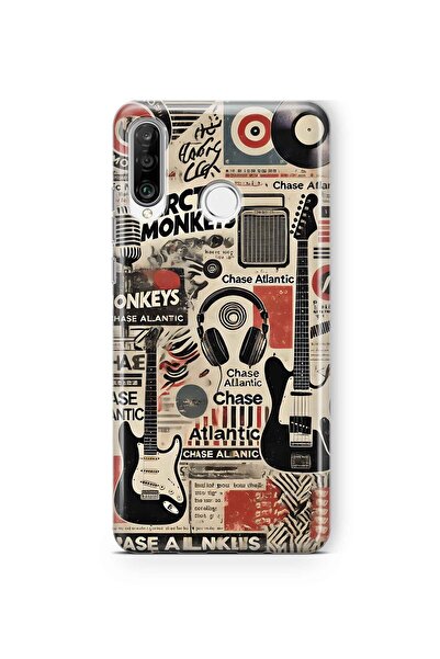 FLAMENKO حافظة هاتف شفافة بنمط كولاج موسيقي متوافقة مع هاتف هواوي P30 لايت