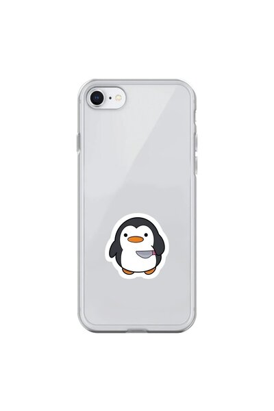 Dali Design حافظة شفافة متوافقة مع هاتف iPhone 8 بتصميم Couple Penguin 2