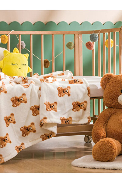 LC Waikiki Ayı Teddy Baskılı Erkek Bebek Battaniyesi 90x110 cm