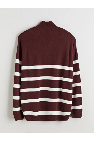 LC Waikiki Zippered Mock Neck Striped Men's Knitwear Sweater