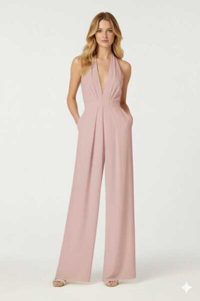 MF BUTİK Göğüs Dekolteli Kolsuz Abiye Tulum