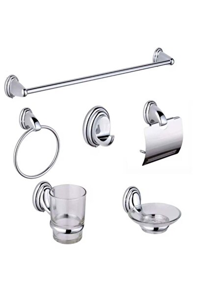 Generic 6 Piece Bathroom Hardware Set (Stainless Steel, Self-Adhesive)