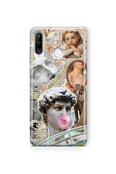 FLAMENKO حافظة هاتف شفافة بنمط كولاج عصر النهضة متوافقة مع هاتف هواوي P30 لايت