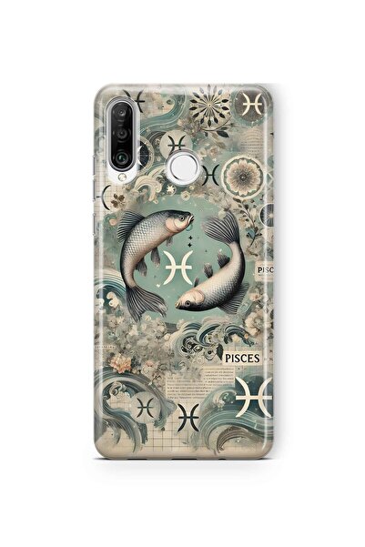 FLAMENKO حافظة هاتف شفافة بنمط برج الحوت متوافقة مع هاتف هواوي P30 لايت