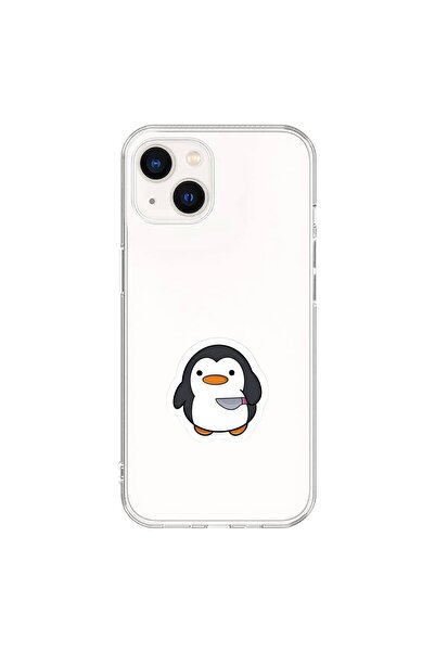 Dali Design حافظة شفافة متوافقة مع هاتف iPhone 14 Plus بتصميم Couple Penguin 2