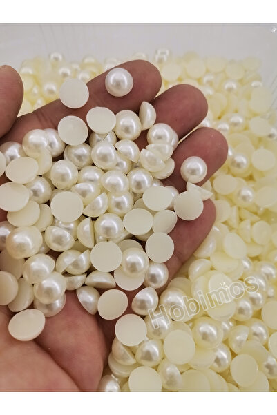 Hobimos 50 Adet Krem 10 mm Yarım İnci Boncuk - Takı - Aksesuar - Süsleme Boncuk