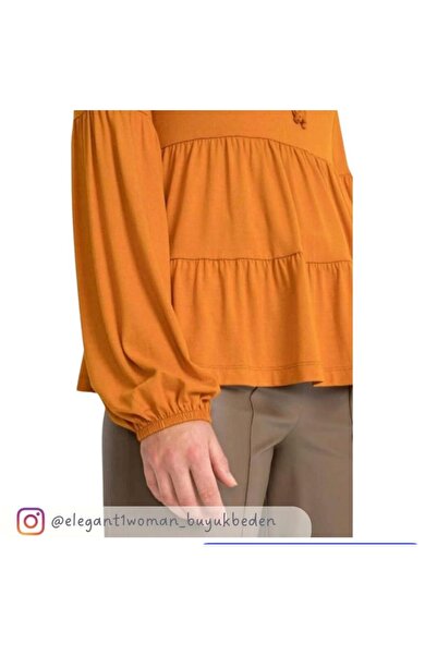 Elegant Plus Size Stretch Viscose Cotton Mustard Blouse