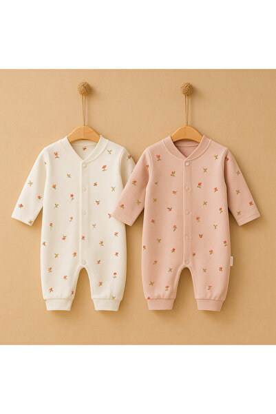 babynow BabyNova Çiçek Baskılı Bebek Tulum