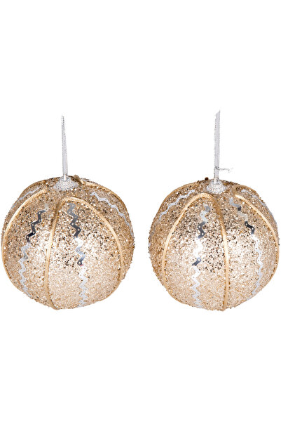 Herdekora Christmas Ball, Gold - Pack of 2, 10 cm