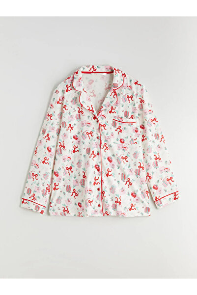 LC Waikiki Shirt Collar Christmas Themed Women's Pajamas Set