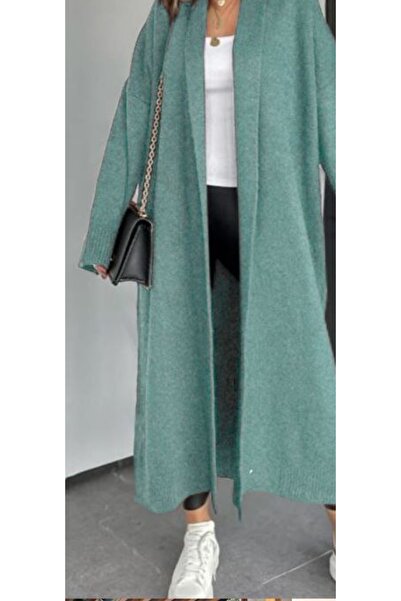 BİGAMTEKSTİL سترة تريكو طويلة ذات ياقة شال ناعمة للغاية