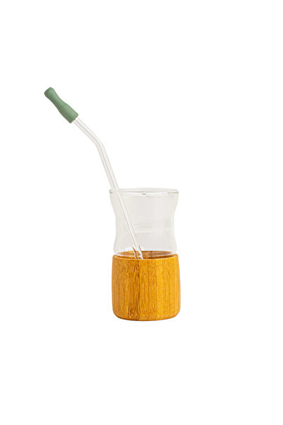 HERB AND OIL Glass mate cup + hygienic, washable glass straw