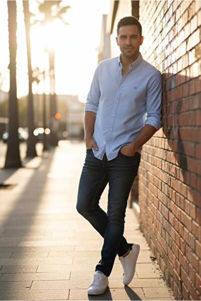 YusGos Men's Slim Fit Oxford Button Collar Shirt