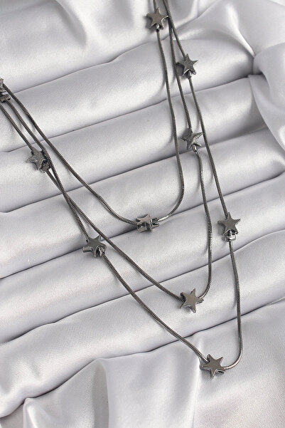 shopwave قلادة نسائية باللون الأرز المدخن مكونة من 3 نجوم