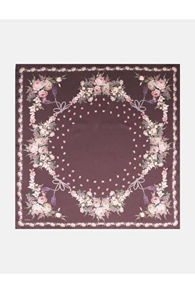 Kayra Шал с минималистичен флорален мотив в тъмнокафяво