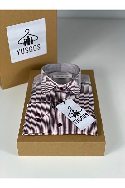 YusGos Men's Long Sleeve 100% Cotton Striped High Quality Regular Fit Shirt