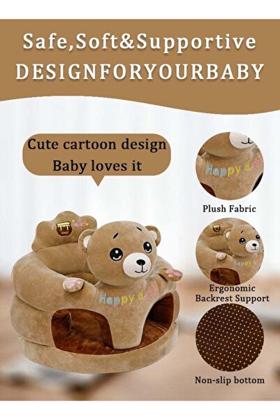 Generic Baby Training Seat/Sitting Sofa: Removable Support Rod, Breathable Fabric,Brown Bear, 0-3 Years