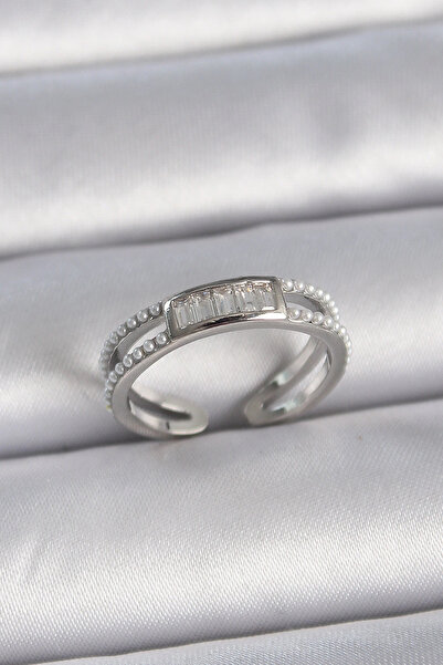 shopwave النحاس الفضة اللون صف قابل للتعديل مع اللؤلؤ الزركون حجر المرأة الدائري