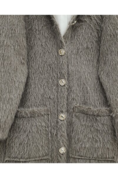 Modamorfo Kapşonlu Gold Düğmeli Cepli Sakallı Kap -Toprak