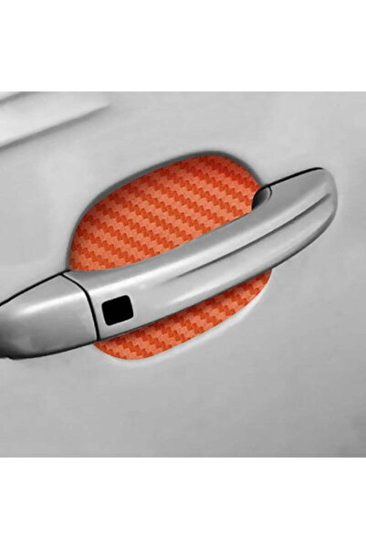 Avex Set of 4 pieces door handle scratch protection made of 3D carbon sticker Orange