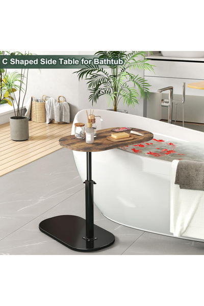 HayaBazaar 360° Rotating Side Table,Adjustable Height C Shaped End Table