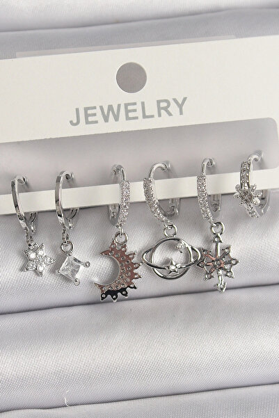 shopwave طقم أقراط نسائية من حجر الزركون الذهبي والفضي والنحاسي