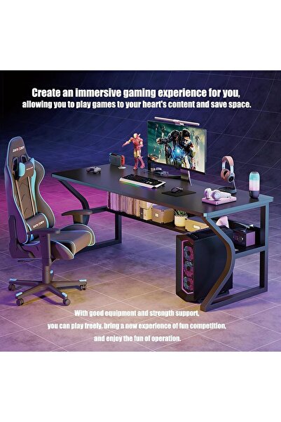 Roam shop Gaming Desk,Computer Desk,Office Desks,Large Gaming table for Dual Monitors (Black, 140 * 65 * 75CM)
