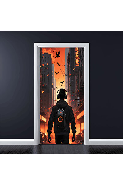 Avex Folie cu imprimeu color pentru decorarea ușilor, dimensiune 200 x 90cm, ...