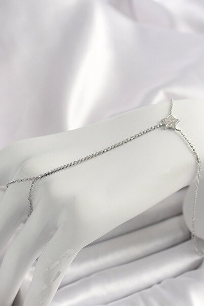 shopwave Brass Silver Color Waterway Zircon Stone Star Model Women's Şahmeran