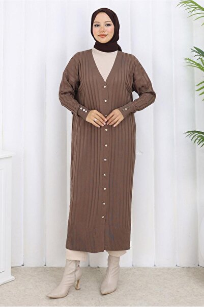 TRENDTESETTÜR Women's Mink Long Knit Cardigan t 7523