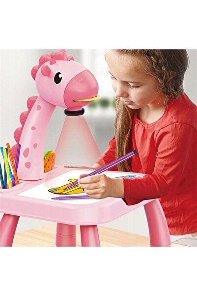 Avex Musical Drawing Table for children with Projector, Giraffe model, Pink color, 24 images